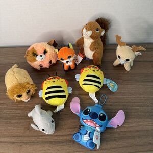 Small Plush Lot Of 9 Mini Stuffed Animals 2-5" Stocking Stuffers Reindeer Stitch